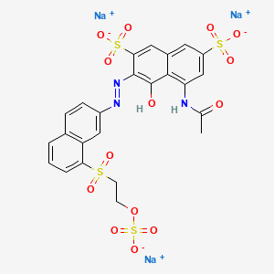 molecular formula C24H18N3Na3O14S4 B14427276 2,7-Naphthalenedisulfonic acid, 5-(acetylamino)-4-hydroxy-3-((8-((2-(sulfooxy)ethyl)sulfonyl)-2-naphthalenyl)azo)-, sodium salt CAS No. 85567-18-6