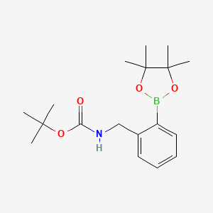 molecular formula C18H28BNO4 B1442741 tert-Butyl 2-(4,4,5,5-tetramethyl-1,3,2-dioxaborolan-2-yl)benzylcarbamate CAS No. 905300-76-7