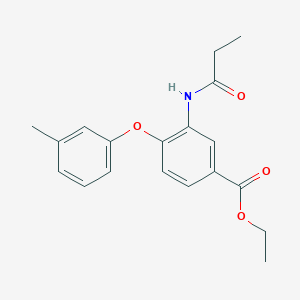 molecular formula C19H21NO4 B14427427 Ethyl 4-(3-methylphenoxy)-3-propanamidobenzoate CAS No. 81401-52-7