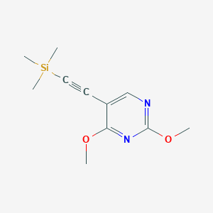 molecular formula C11H16N2O2Si B14427469 Pyrimidine, 2,4-dimethoxy-5-[(trimethylsilyl)ethynyl]- CAS No. 83355-89-9