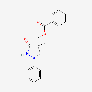 molecular formula C18H18N2O3 B14427517 (4-Methyl-3-oxo-1-phenylpyrazolidin-4-yl)methyl benzoate CAS No. 79869-11-7