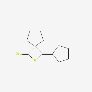 molecular formula C12H16S2 B14427533 3-Cyclopentylidene-2-thiaspiro[3.4]octane-1-thione CAS No. 80472-64-6