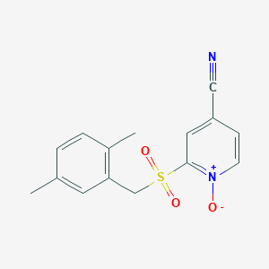 molecular formula C15H14N2O3S B14427658 2-[(2,5-Dimethylphenyl)methanesulfonyl]-1-oxo-1lambda~5~-pyridine-4-carbonitrile CAS No. 81167-64-8