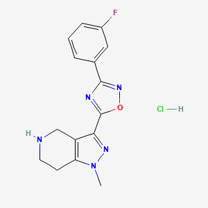 molecular formula C15H15ClFN5O B1442774 3-[3-(3-氟苯基)-1,2,4-恶二唑-5-基]-1-甲基-4,5,6,7-四氢-1H-吡唑并[4,3-c]吡啶盐酸盐 CAS No. 1354550-87-0