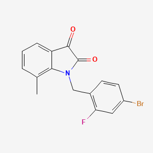 molecular formula C16H11BrFNO2 B14427814 1-[(4-Bromo-2-fluorophenyl)methyl]-7-methyl-1H-indole-2,3-dione CAS No. 85511-71-3