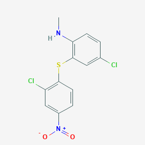 molecular formula C13H10Cl2N2O2S B14427890 4-Chloro-2-[(2-chloro-4-nitrophenyl)sulfanyl]-N-methylaniline CAS No. 79226-40-7