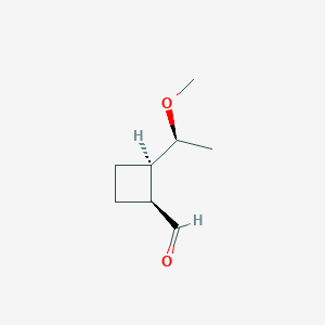 molecular formula C8H14O2 B144279 Cyclobutanecarboxaldehyde, 2-(1-methoxyethyl)-, [1S-[1alpha,2alpha(R*)]]- (9CI) CAS No. 133796-83-5