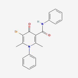 molecular formula C20H17BrN2O2 B14427930 Nicotinamide, 1,4-dihydro-5-bromo-2,6-dimethyl-N,1-diphenyl-4-oxo- CAS No. 80357-45-5