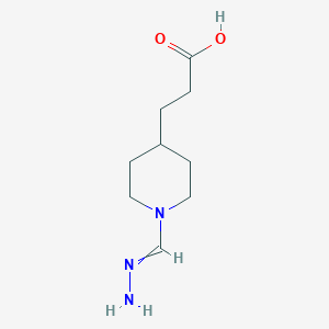 molecular formula C9H17N3O2 B14427987 3-[1-(Hydrazinylidenemethyl)piperidin-4-yl]propanoic acid CAS No. 84511-23-9