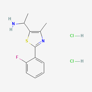 B1442802 1-[2-(2-Fluorophenyl)-4-methyl-1,3-thiazol-5-yl]ethan-1-amine dihydrochloride CAS No. 1311313-82-2