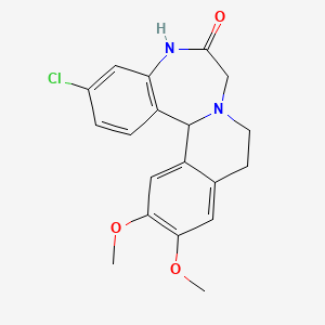 molecular formula C19H19ClN2O3 B14428281 3-Chloro-12,13-dimethoxy-5,9,10,14b-tetrahydroisoquino(2,1-d)(1,4)benzodiazepin-6(7H)-one CAS No. 82802-88-8