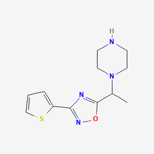 B1442836 1-{1-[3-(Thiophen-2-yl)-1,2,4-oxadiazol-5-yl]ethyl}piperazine CAS No. 1285080-85-4