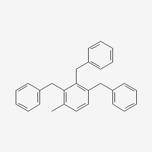 molecular formula C28H26 B14428412 1,1',1''-[(4-Methylbenzene-1,2,3-triyl)tris(methylene)]tribenzene CAS No. 80189-12-4