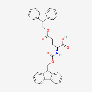 molecular formula C34H29NO6 B1442848 (S)-5-((9H-Fluoren-9-yl)methoxy)-2-((((9H-fluoren-9-yl)methoxy)carbonyl)amino)-5-oxopentanoic acid CAS No. 608512-86-3