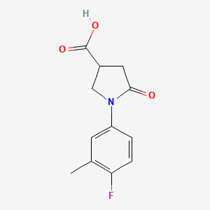 molecular formula C12H12FNO3 B1442854 1-(4-Fluoro-3-methylphenyl)-5-oxopyrrolidine-3-carboxylic acid CAS No. 63675-02-5