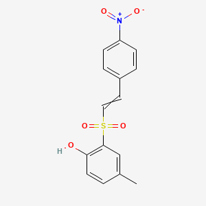 molecular formula C15H13NO5S B14428585 4-Methyl-2-[2-(4-nitrophenyl)ethenesulfonyl]phenol CAS No. 82635-25-4