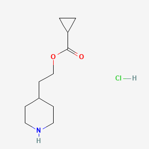 molecular formula C11H20ClNO2 B1442862 环丙烷甲酸2-(4-哌啶基)乙酯盐酸盐 CAS No. 1220038-23-2