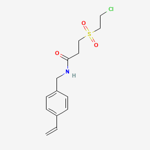 molecular formula C14H18ClNO3S B14428644 3-(2-Chloroethanesulfonyl)-N-[(4-ethenylphenyl)methyl]propanamide CAS No. 85899-19-0