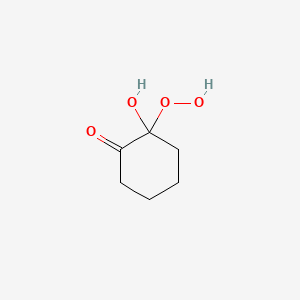 molecular formula C6H10O4 B14428688 2-Hydroperoxy-2-hydroxycyclohexan-1-one CAS No. 81485-24-7