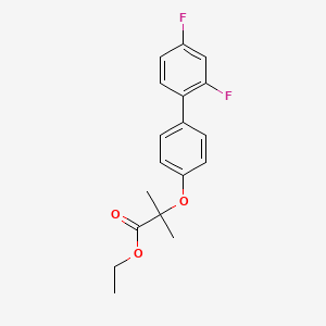 molecular formula C18H18F2O3 B14428700 Propanoic acid, 2-((2',4'-difluoro(1,1'-biphenyl)-4-yl)oxy)-2-methyl-, ethyl ester CAS No. 79781-90-1