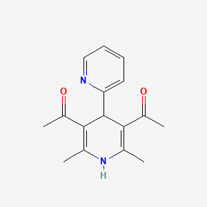 molecular formula C16H18N2O2 B14428853 Ethanone, 1,1'-(1',4'-dihydro-2',6'-dimethyl[2,4'-bipyridine]-3',5'-diyl)bis- CAS No. 80592-72-9