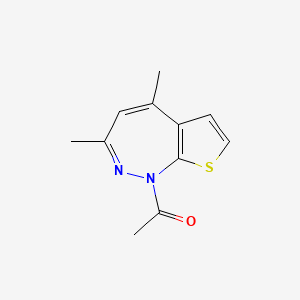 molecular formula C11H12N2OS B14429001 1-(3,5-Dimethyl-1H-thieno[2,3-c][1,2]diazepin-1-yl)ethan-1-one CAS No. 81224-00-2