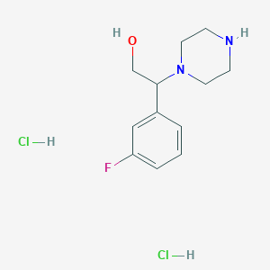 molecular formula C12H19Cl2FN2O B1442919 2-(3-Fluorophenyl)-2-(piperazin-1-yl)ethan-1-ol dihydrochloride CAS No. 1311318-09-8