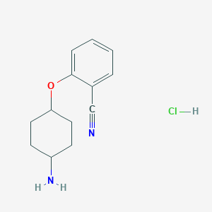 molecular formula C13H17ClN2O B1442935 2-[(4-Aminocyclohexyl)oxy]benzonitrile hydrochloride CAS No. 1311317-44-8