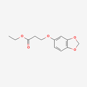 molecular formula C12H14O5 B14429421 Ethyl 3-[(2H-1,3-benzodioxol-5-yl)oxy]propanoate CAS No. 82873-01-6