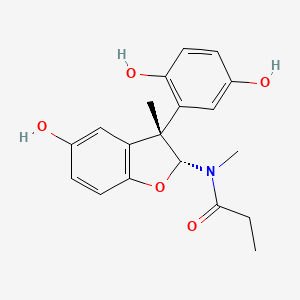 molecular formula C19H21NO5 B14429452 N-[(2R,3S)-3-(2,5-Dihydroxyphenyl)-5-hydroxy-3-methyl-2,3-dihydro-1-benzofuran-2-yl]-N-methylpropanamide CAS No. 82334-16-5