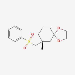 molecular formula C16H22O4S B14429531 (7R)-7-[(Benzenesulfonyl)methyl]-7-methyl-1,4-dioxaspiro[4.5]decane CAS No. 81566-29-2