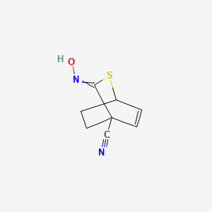 molecular formula C8H8N2OS B14429535 3-(Hydroxyimino)-2-thiabicyclo[2.2.2]oct-5-ene-4-carbonitrile CAS No. 83369-49-7