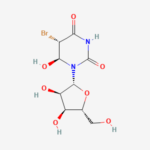 molecular formula C9H13BrN2O7 B14429658 (5S,6S)-5-bromo-1-[(2R,3R,4S,5R)-3,4-dihydroxy-5-(hydroxymethyl)oxolan-2-yl]-6-hydroxy-1,3-diazinane-2,4-dione CAS No. 79731-50-3