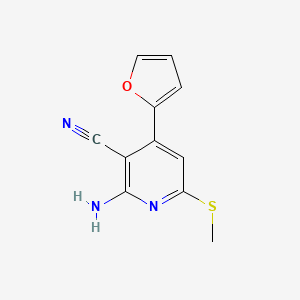 molecular formula C11H9N3OS B14430081 2-Amino-4-(furan-2-yl)-6-(methylsulfanyl)pyridine-3-carbonitrile CAS No. 77639-64-6