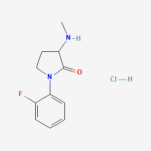 molecular formula C11H14ClFN2O B1443035 1-(2-Fluorophenyl)-3-(methylamino)pyrrolidin-2-one hydrochloride CAS No. 1311313-52-6