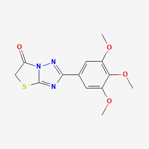 molecular formula C13H13N3O4S B14430418 Thiazolo(3,2-b)(1,2,4)triazol-6(5H)-one, 2-(3,4,5-trimethoxyphenyl)- CAS No. 77803-67-9