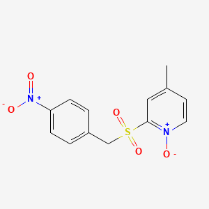 molecular formula C13H12N2O5S B14430570 4-Methyl-2-[(4-nitrophenyl)methanesulfonyl]-1-oxo-1lambda~5~-pyridine CAS No. 81167-87-5