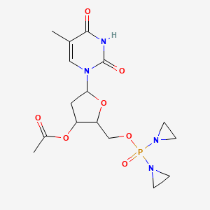 molecular formula C16H23N4O7P B14430660 [2-[Bis(aziridin-1-yl)phosphoryloxymethyl]-5-(5-methyl-2,4-dioxopyrimidin-1-yl)oxolan-3-yl] acetate CAS No. 77887-08-2