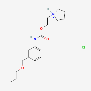 molecular formula C17H27ClN2O3 B14430681 2-pyrrolidin-1-ium-1-ylethyl N-[3-(propoxymethyl)phenyl]carbamate;chloride CAS No. 80171-63-7