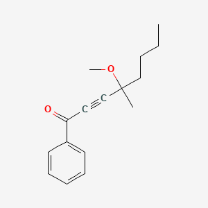 molecular formula C16H20O2 B14430746 4-Methoxy-4-methyl-1-phenyloct-2-YN-1-one CAS No. 84022-51-5