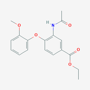 molecular formula C18H19NO5 B14430757 Ethyl 3-acetamido-4-(2-methoxyphenoxy)benzoate CAS No. 81401-61-8