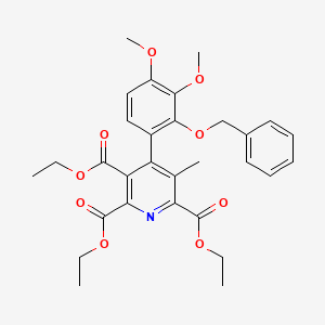 molecular formula C30H33NO9 B14430774 Triethyl 4-(3,4-dimethoxy-2-phenylmethoxyphenyl)-5-methylpyridine-2,3,6-tricarboxylate 