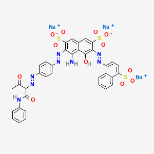 2,7-Naphthalenedisulfonic acid, 4-amino-5-hydroxy-3-((4-((2-oxo-1-((phenylamino)carbonyl)propyl)azo)phenyl)azo)-6-((4-sulfo-1-naphthalenyl)azo)-, trisodium salt