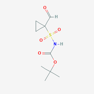 molecular formula C9H15NO5S B1443124 tert-butyl N-[(1-formylcyclopropyl)sulfonyl]carbamate CAS No. 1108658-38-3
