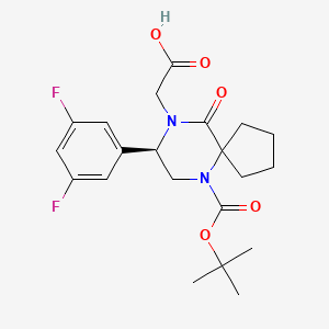 molecular formula C21H26F2N2O5 B1443129 (R)-2-(6-(叔丁氧羰基)-8-(3,5-二氟苯基)-10-氧代-6,9-二氮杂螺[4.5]癸-9-基)乙酸 CAS No. 957187-37-0