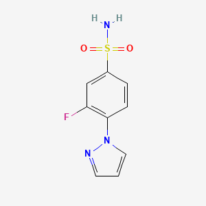 molecular formula C9H8FN3O2S B1443159 3-fluoro-4-(1H-pyrazol-1-yl)benzene-1-sulfonamide CAS No. 1315365-39-9