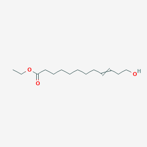 molecular formula C14H26O3 B14431603 Ethyl 12-hydroxydodec-9-enoate CAS No. 79894-08-9