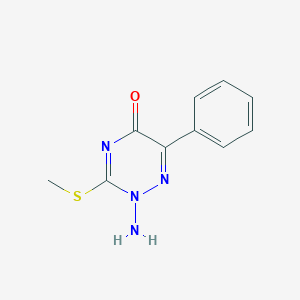 molecular formula C10H10N4OS B14431725 2-Amino-3-(methylsulfanyl)-6-phenyl-1,2,4-triazin-5(2H)-one CAS No. 81941-53-9