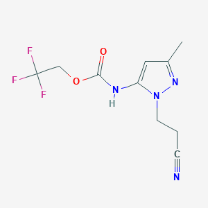 molecular formula C10H11F3N4O2 B1443185 2,2,2-trifluoroethyl N-[1-(2-cyanoethyl)-3-methyl-1H-pyrazol-5-yl]carbamate CAS No. 1258639-78-9