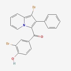 molecular formula C21H13Br2NO2 B14431854 (3-Bromo-4-hydroxyphenyl)(1-bromo-2-phenyl-3-indolizinyl)methanone CAS No. 77832-81-6